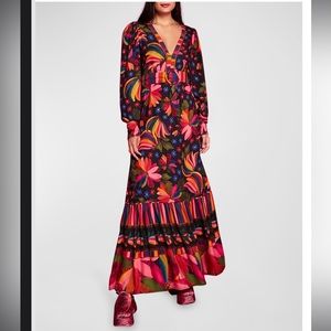 NWT Farm Rio Black Banana Sky Maxi Dress XS